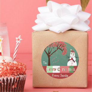 Weihnachts-Snowman Candy Cane Tree Geschenkartikel Runder Aufkleber