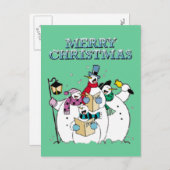 Weihnachts Snowman Carolers Postcard Feiertagspostkarte (Vorne/Hinten)
