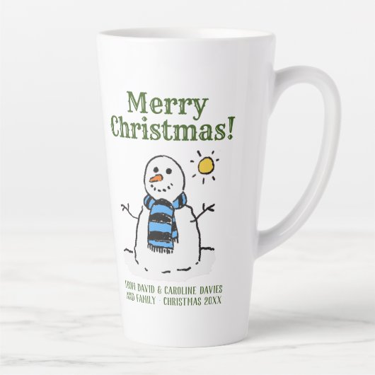 Weihnachts-Snowman-Design mit persönlicher Begrüßu Milchtasse (Rechts)