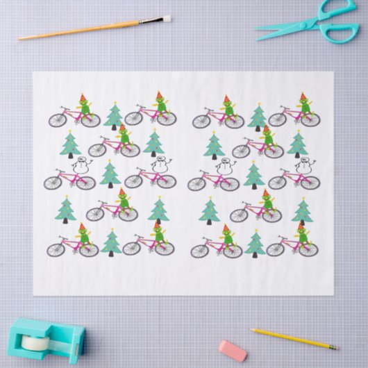Weihnachts-Snowman Elf Tissue Paper Bicycle Seidenpapier (Basteln)