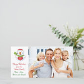Weihnachts-Snowman-Familienfotokarte Feiertagskarte (Stehend Vorderseite)