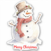 Weihnachts-Snowman-Festive Custom-Cut Vinyl Sticke Aufkleber (Vorderseite)