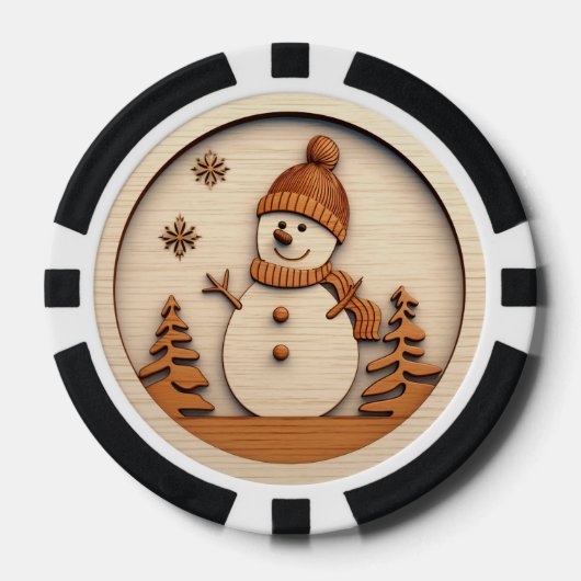 Weihnachts-Snowman fügt Text hinzu Pokerchips (Vorderseite)