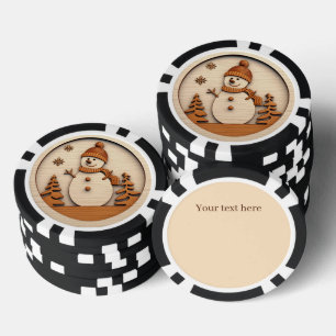 Weihnachts-Snowman fügt Text hinzu Pokerchips