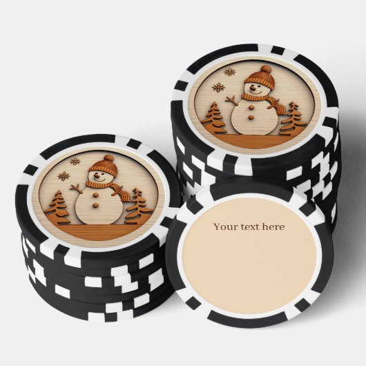 Weihnachts-Snowman fügt Text hinzu Pokerchips (Stapel)