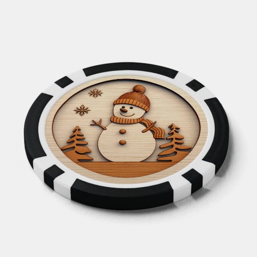 Weihnachts-Snowman fügt Text hinzu Pokerchips (Einzeln)