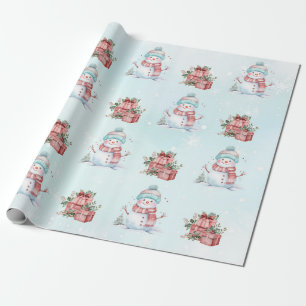 Weihnachts-Snowman-Geburtstagsparty Geschenkpapier