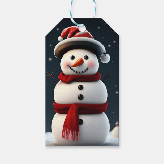 Weihnachts-Snowman-Geschenk-Tag Geschenkanhänger (Vorderseite)