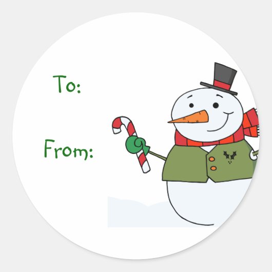 Weihnachts-Snowman-Geschenk-Tags Runder Aufkleber (Vorderseite)