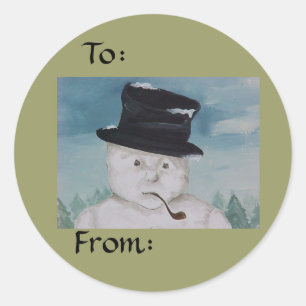 Weihnachts-Snowman-Geschenksticker Runder Aufkleber