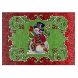 Weihnachts-Snowman-Glass-Schneidebrett Schneidebrett