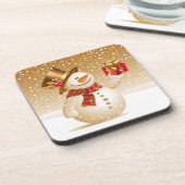 Weihnachts-Snowman-Gold-Untersetzer (Set von 4 Jah Untersetzer (Linke Seite)
