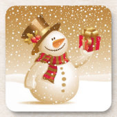 Weihnachts-Snowman-Gold-Untersetzer (Set von 4 Jah Untersetzer (Vorderseite)