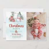 Weihnachts-Snowman-Holiday-Party-Foto Einladung (Vorderseite)