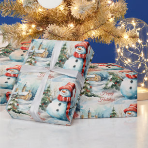 Weihnachts-Snowman-Illustration Geschenkpapier