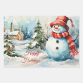 Weihnachts-Snowman-Illustration Geschenkpapier Set (Vorderseite 2)