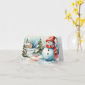 Weihnachts-Snowman-Illustration Karte (Gelbe Blume)