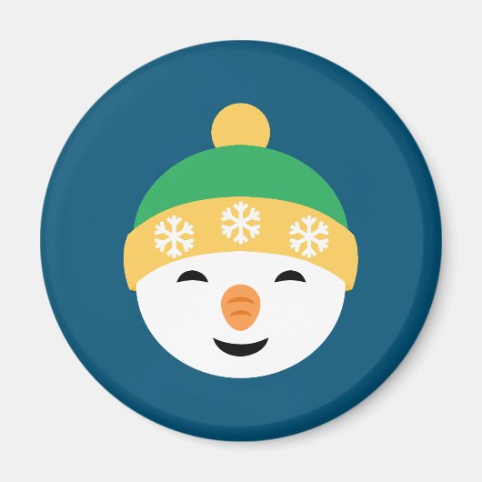 Weihnachts-Snowman in Green Hat on Blue Magnet (Vorne)