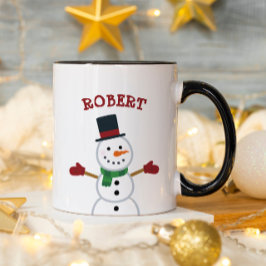 Weihnachts-Snowman-Individuelle Name-Tasse Tasse