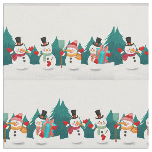Weihnachts-Snowman-Landschaft Stoff