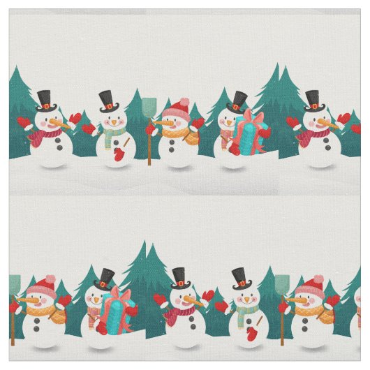 Weihnachts-Snowman-Landschaft Stoff (Nahaufnahme)