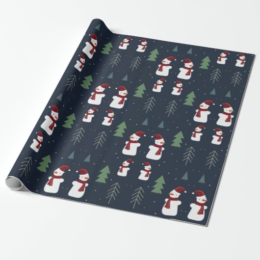 Weihnachts-Snowman Matte Wrapping Paper Geschenkpapier (Ungerollt)