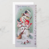 Weihnachts-Snowman mit Angeln Feiertagskarte (Vorne/Hinten)