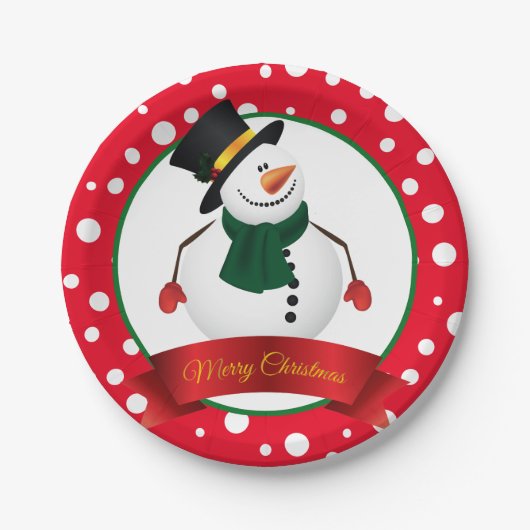 Weihnachts-Snowman-Paper-Teller Pappteller (Vorderseite)