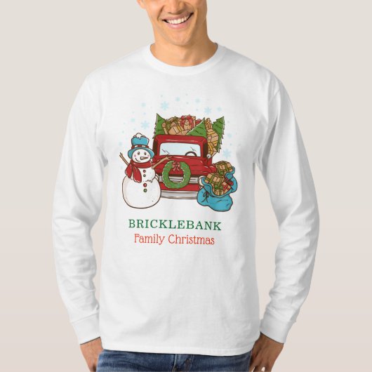 Weihnachts-Snowman-Personalisierte Familienordnung T-Shirt (Vorderseite)