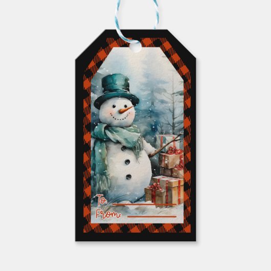 Weihnachts-Snowman-Personalisierte Geschenktasten Geschenkanhänger (Vorderseite)