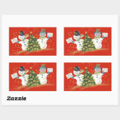 Weihnachts-Snowman Rectangle Stickers (Blatt)