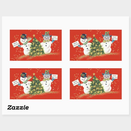 Weihnachts-Snowman Rectangle Stickers (Blatt)
