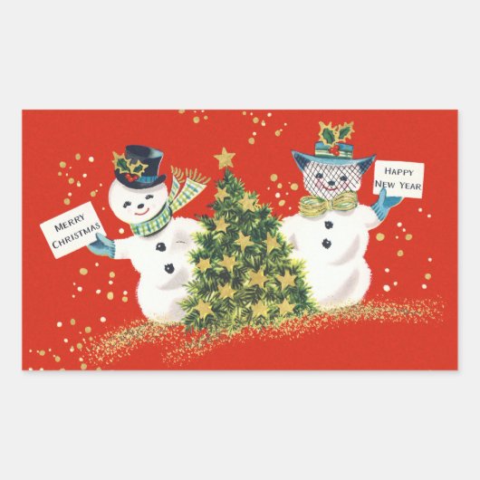 Weihnachts-Snowman Rectangle Stickers (Vorderseite)
