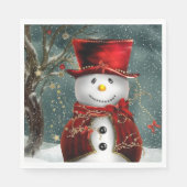 Weihnachts Snowman Red Hat & Jacket Snow Serviette (Vorderseite)