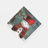 Weihnachts Snowman Red Hat & Jacket Snow Serviette (Ecke)