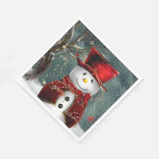Weihnachts Snowman Red Hat & Jacket Snow Serviette (Ecke)