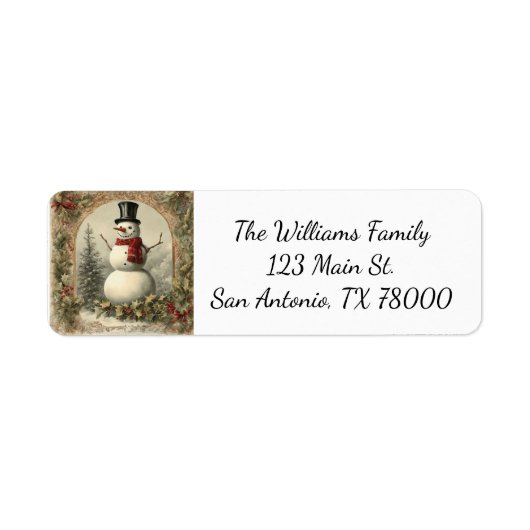 Weihnachts-Snowman-Rücksendeadresse (Vorne)