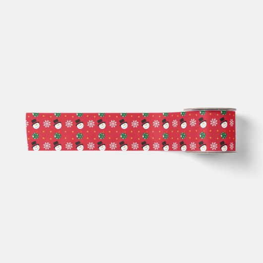 Weihnachts-Snowman-Schneeflocken Satinband (Vorderseite)