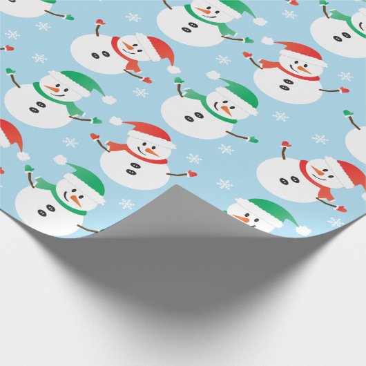 Weihnachts Snowman Snowflake Muster Geschenkpapier (Ecke)