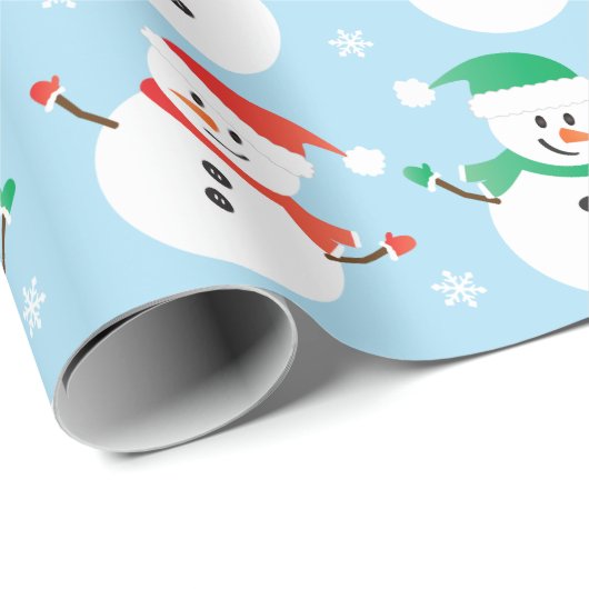 Weihnachts Snowman Snowflake Muster Geschenkpapier (Rolleneckpunkt)