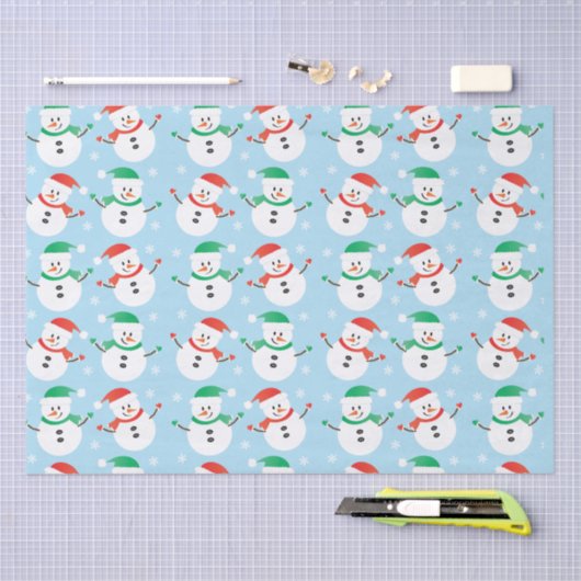 Weihnachts Snowman Snowflake Muster Seidenpapier (Handwerk)