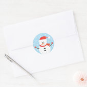 Weihnachts Snowman Snowflakes Rot Runder Aufkleber (Umschlag)