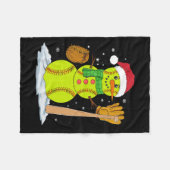Weihnachts-Snowman Softball Pitcher Boys Kinder Te Fleecedecke (Vorderseite (Horizontal))