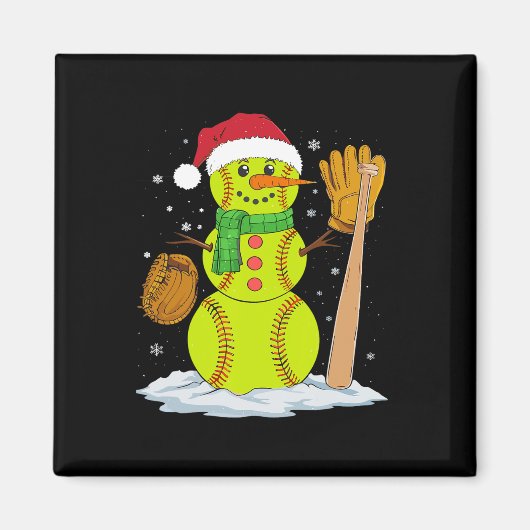 Weihnachts-Snowman Softball Pitcher Boys Kinder Te Magnet (Vorne)