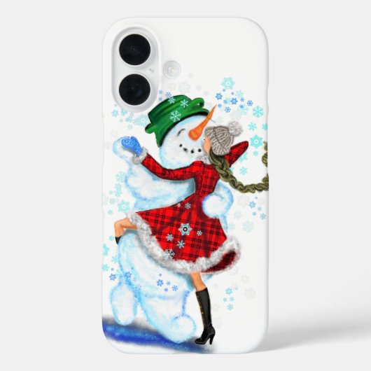 Weihnachts-Snowman und Girl Dancers iPhone Case (Rückseite)