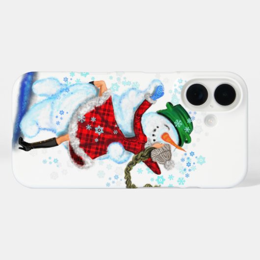 Weihnachts-Snowman und Girl Dancers iPhone Case (Rückseite (Horizontal))