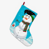 Weihnachts-Snowman und Raven Großer Weihnachtsstrumpf (Vorderansicht (hängend))