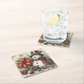 Weihnachts-Snowman-Untersetzer Rechteckiger Pappuntersetzer (Vor Ort)