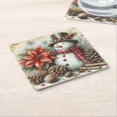 Weihnachts-Snowman-Untersetzer Rechteckiger Pappuntersetzer (angewinkelt)