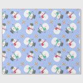 Weihnachts Snowman Winter Blue Geschenkpapier (Flach)